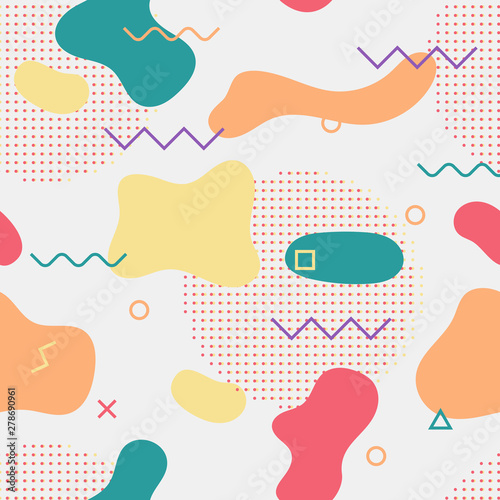 Seamless pattern in pastel color. Memphis style. Vector illustration 