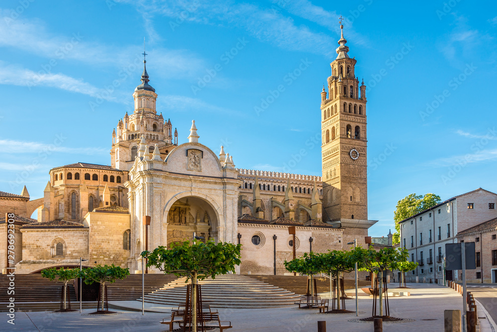 View at the La Seo place with Cathedral of Tarazona in Spain