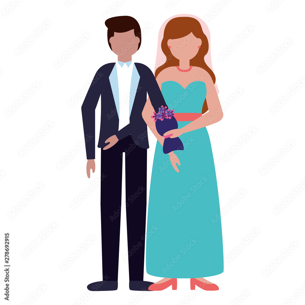 flat design wedding people groom and bride flat design wedding people groom and bride