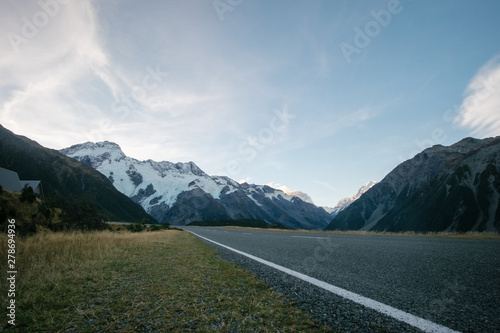 Street leading towards Mount Cook, New Zealand © NIPATHORN