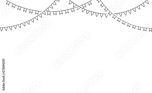 Carnival garland with flags. Decorative black and white party pennants