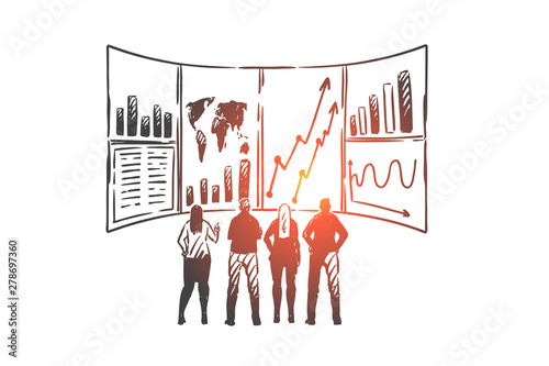 Customer, relationship, management, CRM and teamwork concept sketch. Hand drawn isolated vector illustration