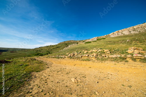 Path through the mountains of Valdelinares in Summer