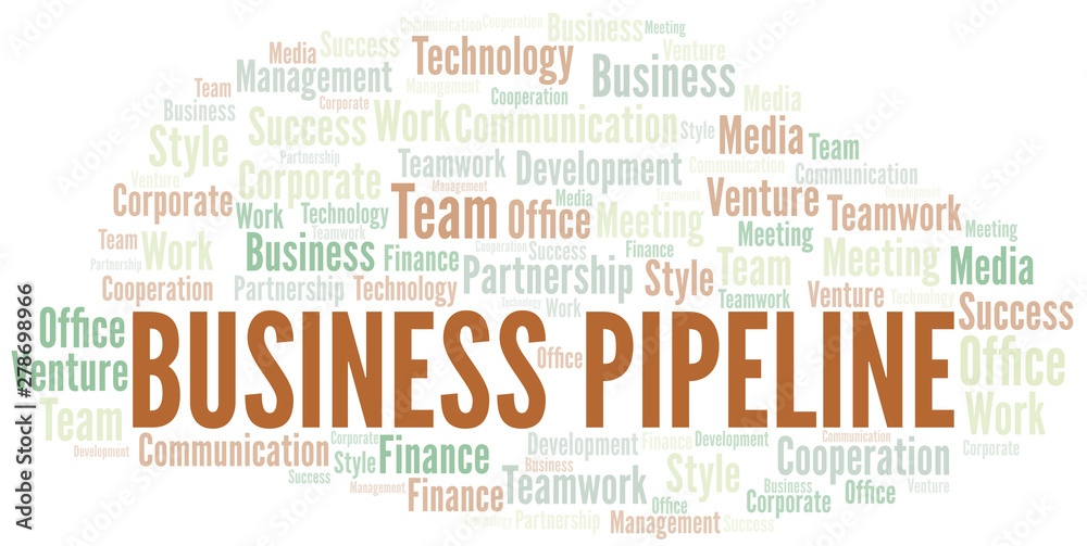 Business Pipeline word cloud. Collage made with text only.