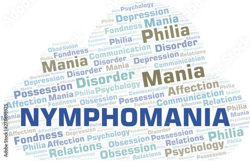 Canvas Print Nymphomania word cloud. Type of mania, made with text only.