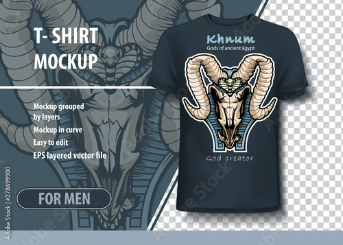 Vector skull template of the ram, the god of ancient Egypt Khnum, god of creator.