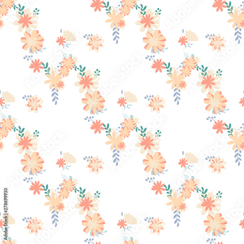 Wallpaper Mural Beautiful pattern with simple foolproof flower botanical. Wild botanical garden bloom. Flower background. Spring floral surface pattern. Leaves illustration. Torontodigital.ca