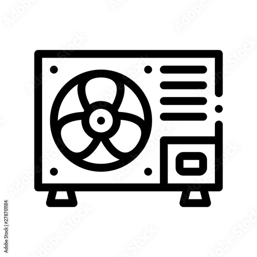 Fixed New Conditioner System Vector Thin Line Icon. Conditioner Technology Detail Outdoor Unit Ventilator Element Linear Pictogram. Air Conditioning Maintenance Contour Illustration