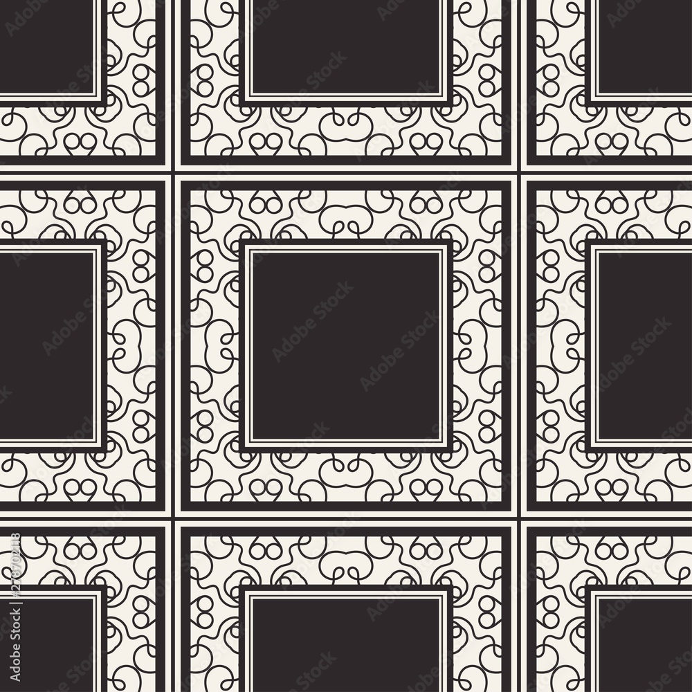 Seamless geometric pattern. Vector abstract classical modern art deco background in black and white color Seamless geometric pattern. Vector abstract classical modern art deco background in black and white color