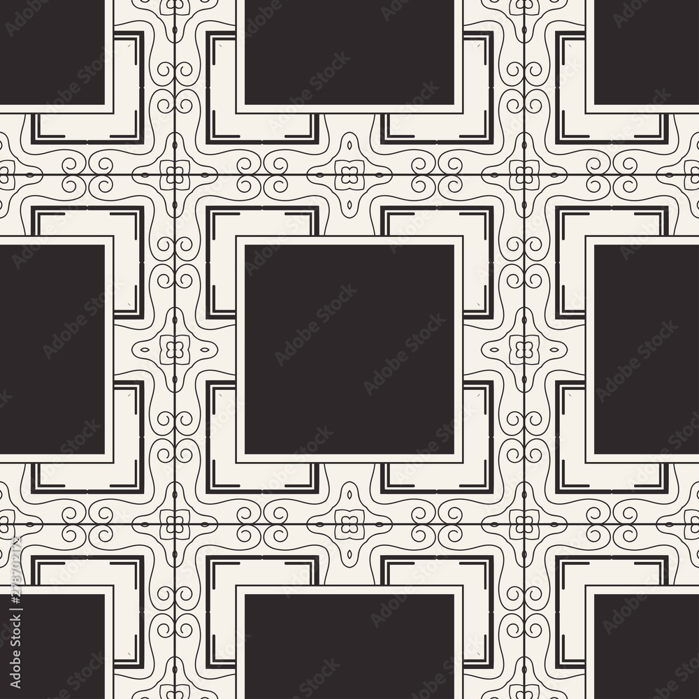Seamless geometric pattern. Vector abstract classical modern art deco background in black and white color Seamless geometric pattern. Vector abstract classical modern art deco background in black and white color