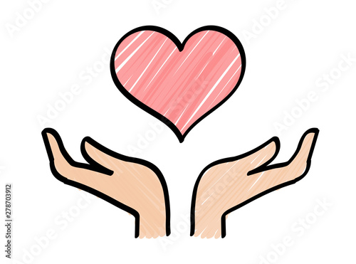Hand and heart icon - Hand drawn