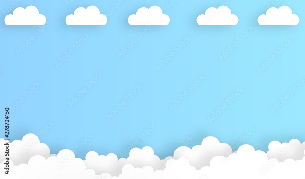 sky with cloud landscape background,vector,illustration,paper art style,copy space for text