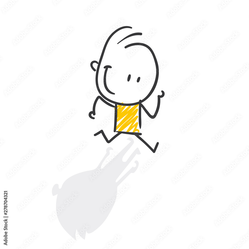 Vetor do Stock Strichfiguren / Strichmännchen Über den Schatten springen. (Nr. 418) Adobe Stock