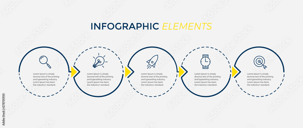 Vetor de Vector Infographic label design template with icons and 5 ...