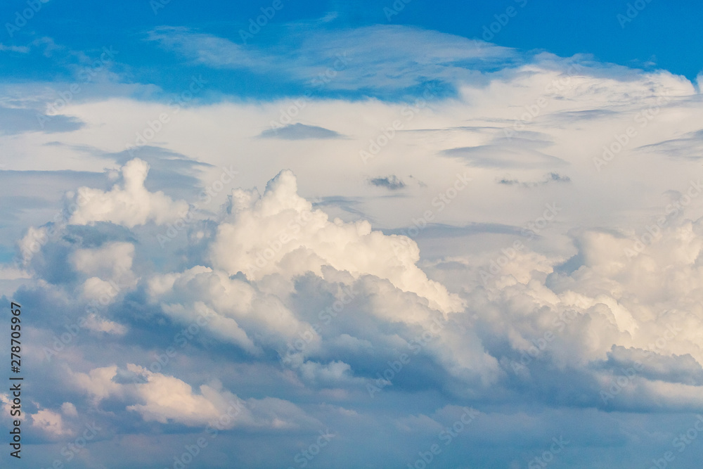 Blue sky with altocumulus white curly clouds_ Blue sky with altocumulus white curly clouds_