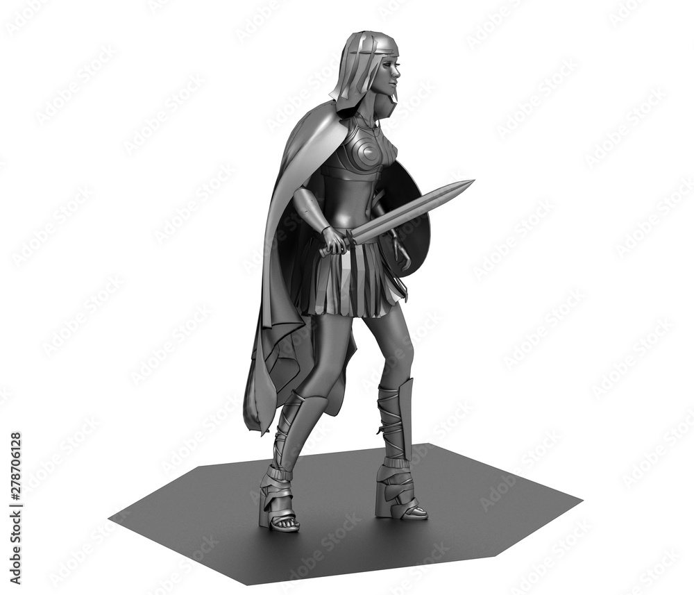 Naklejka premium warrior woman character, 3D rendering, illustration