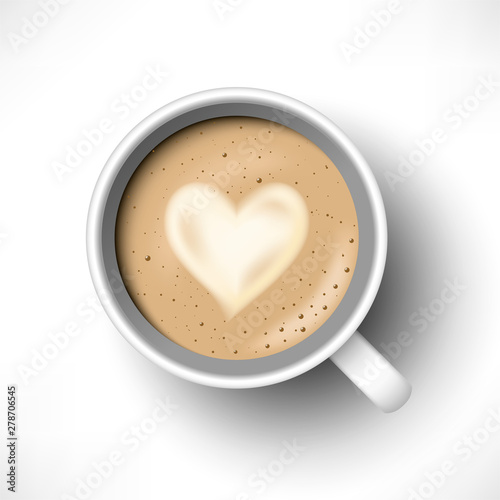 Cappuccino coffee cup top view