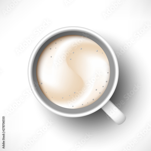 Latte coffee cup top view
