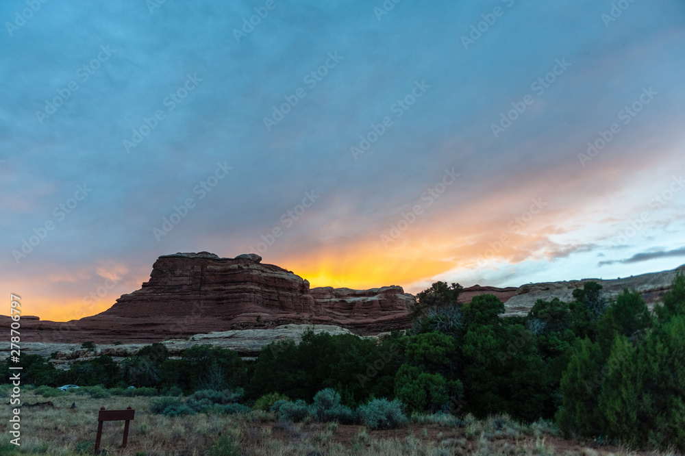 Sunset at the Needles District Campground. Canyonlands National Park, Utah