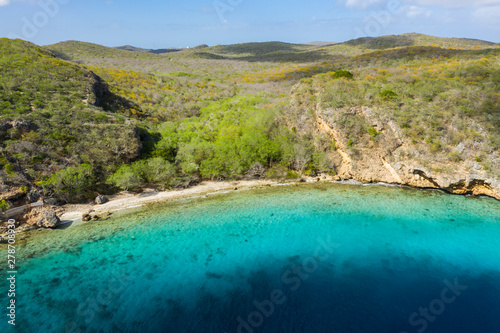 Aerial view over area Playa Hundu - Cura  ao Caribbean  Dutch Antilles