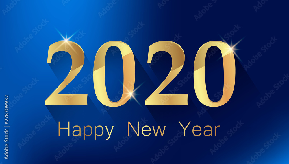 Happy New Year greeting card. Golden number 2020 Happy New Year greeting card. Golden number 2020
