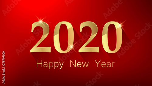 Happy New Year greeting card. Golden number 2020 © vectorkif