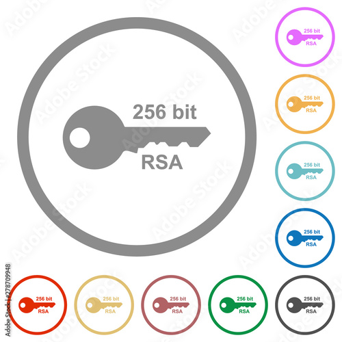 256 bit rsa encryption flat icons with outlines