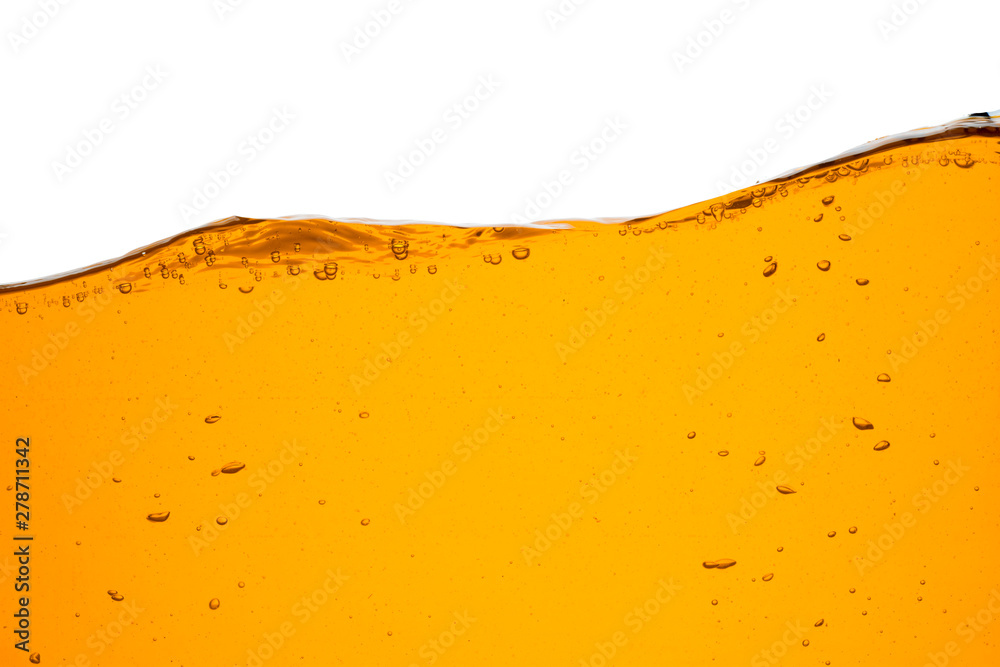 Orange water line with bubbles isolated on a white background.