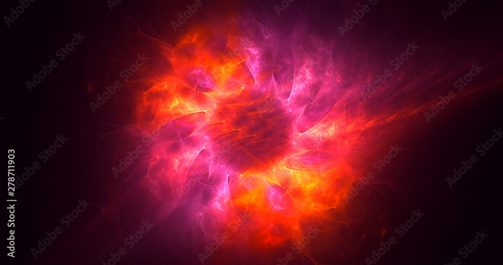 3D rendering abstract red fractal light background