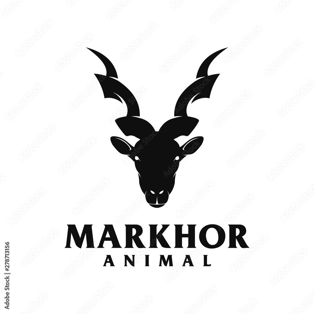 Markhor head animal logo design inspiration Stock Vector | Adobe Stock