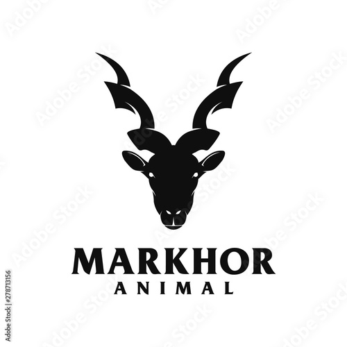 Markhor head animal logo design inspiration photo
