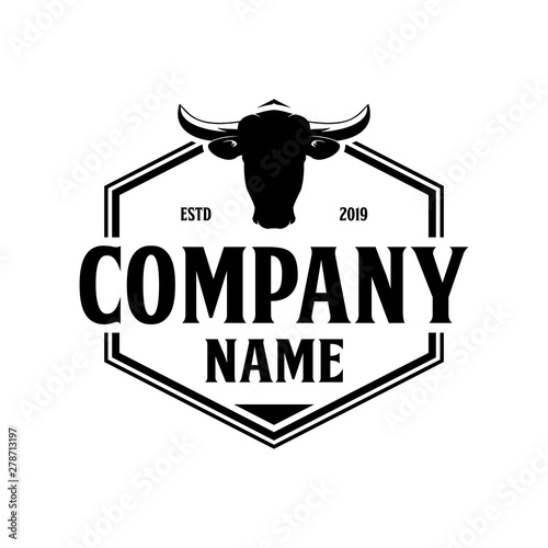 Cow head vintage logo design