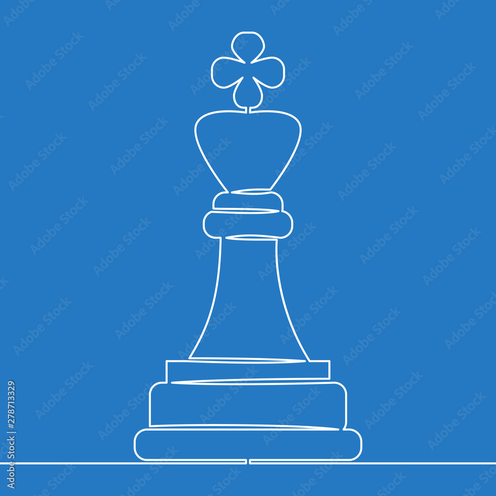 One line drawing Chess king Business concept One line drawing Chess king Business concept