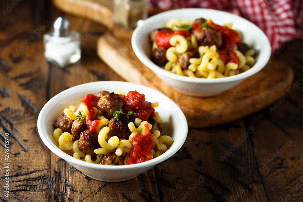 Pasta with meatballs and tomato sauce Pasta with meatballs and tomato sauce