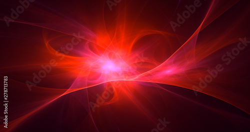 3D rendering abstract red fractal light background