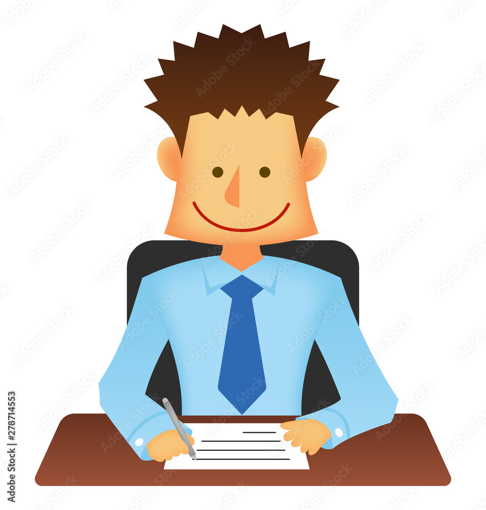 Vecteur Stock Asian business person vector flat illustration (upper body) /  writing document ,paper. | Adobe Stock