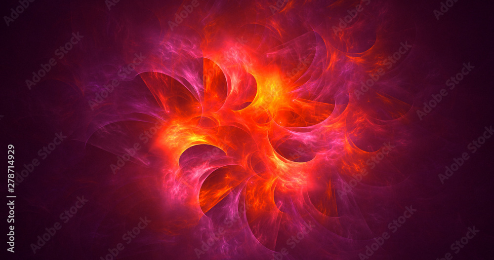 Fototapeta premium 3D rendering abstract red fractal light background