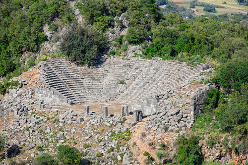 Ancient Lycian Pillar Tomb in Pinara, Fethiye, Turkey photo