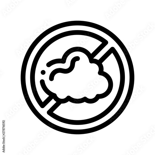 Allergen Free Sign Dust Vector Thin Line Icon. Allergen Free Linear Pictogram. Crossed Out Mark Cinder Cloud Healthy Nature Environment. Black And White Contour Illustration