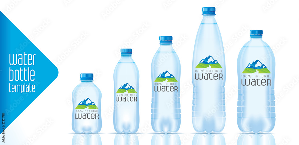 Vector water bottle template and ready label design Vector water bottle template and ready label design
