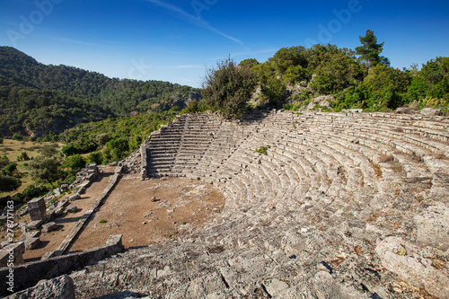 Ancient Lycian Pillar Tomb in Pinara, Fethiye, Turkey photo