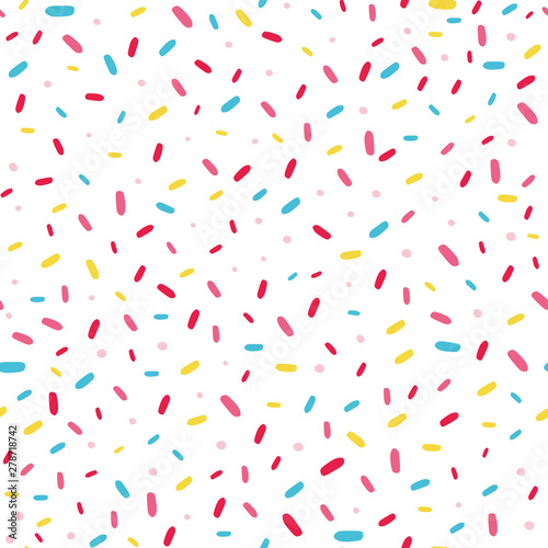 Seamless pattern with sprinkles and donut glaze