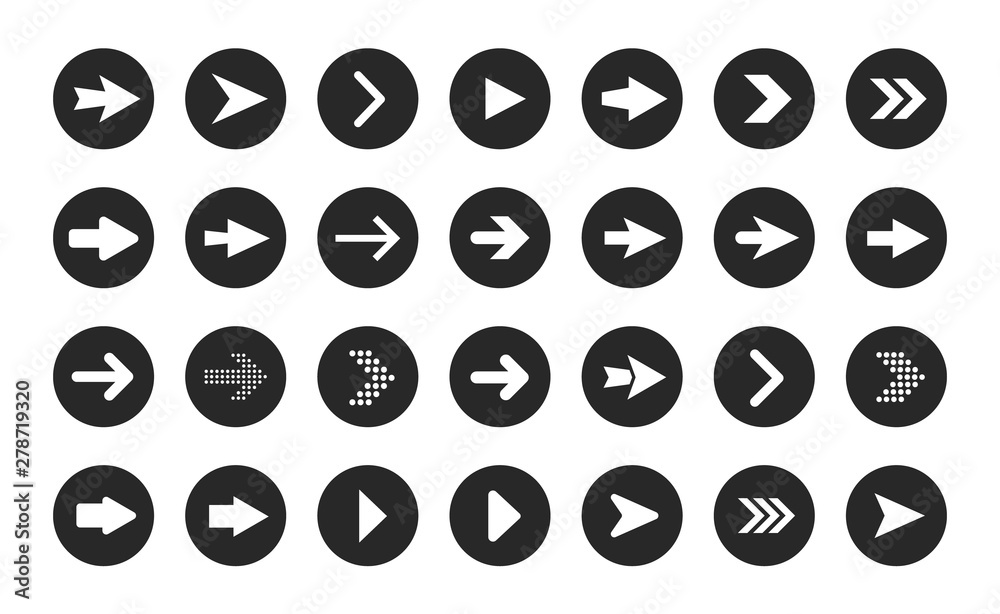 Vector arrow buttons in round shape. Set of flat icons, signs, symbols arrow for interface design, web design, apps. Vector arrow buttons in round shape. Set of flat icons, signs, symbols arrow for interface design, web design, apps.
