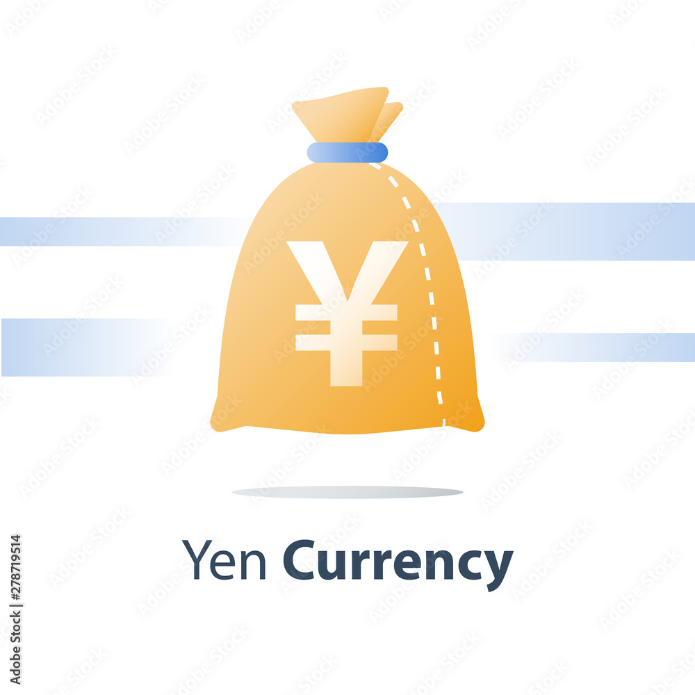 Financial fund, money sack, yen currency bag, fast loan, easy cash Financial fund, money sack, yen currency bag, fast loan, easy cash