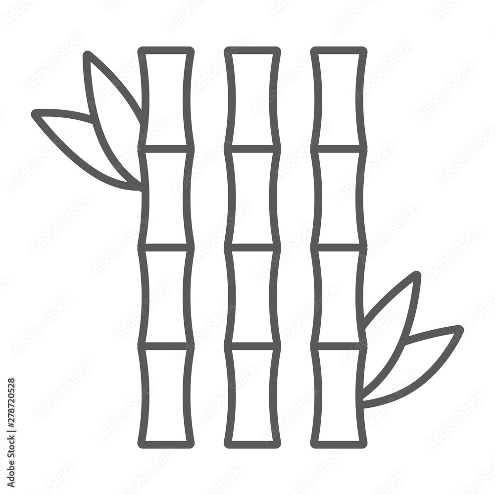 Bamboo thin line icon, asian and plant, japanese tree sign, vector graphics, a linear pattern on a white background. Bamboo thin line icon, asian and plant, japanese tree sign, vector graphics, a linear pattern on a white background.