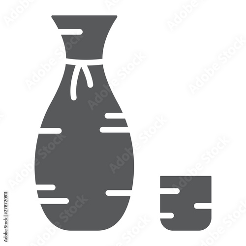 Sake glyph icon, asian and drink, japanese alcohol sign, vector graphics, a solid pattern on a white background.