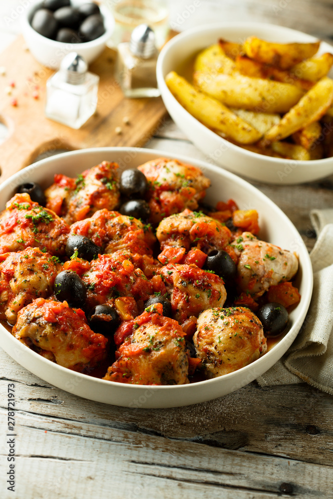 Roasted chicken with tomato and olives Roasted chicken with tomato and olives