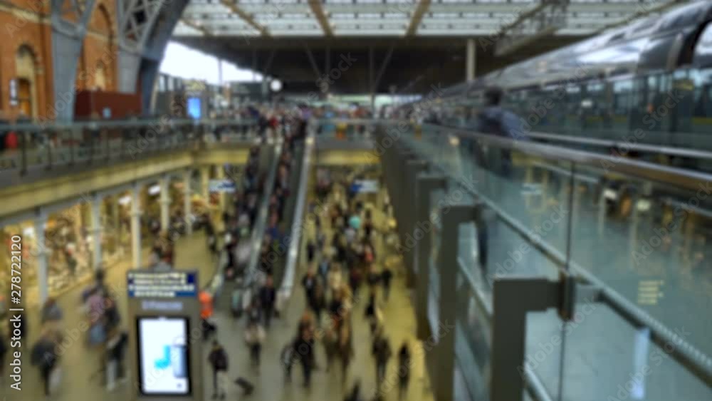 Time Lapse of Anonymous Commuters Going Up Escalator at Busy Railway Station Time Lapse of Anonymous Commuters Going Up Escalator at Busy Railway Station