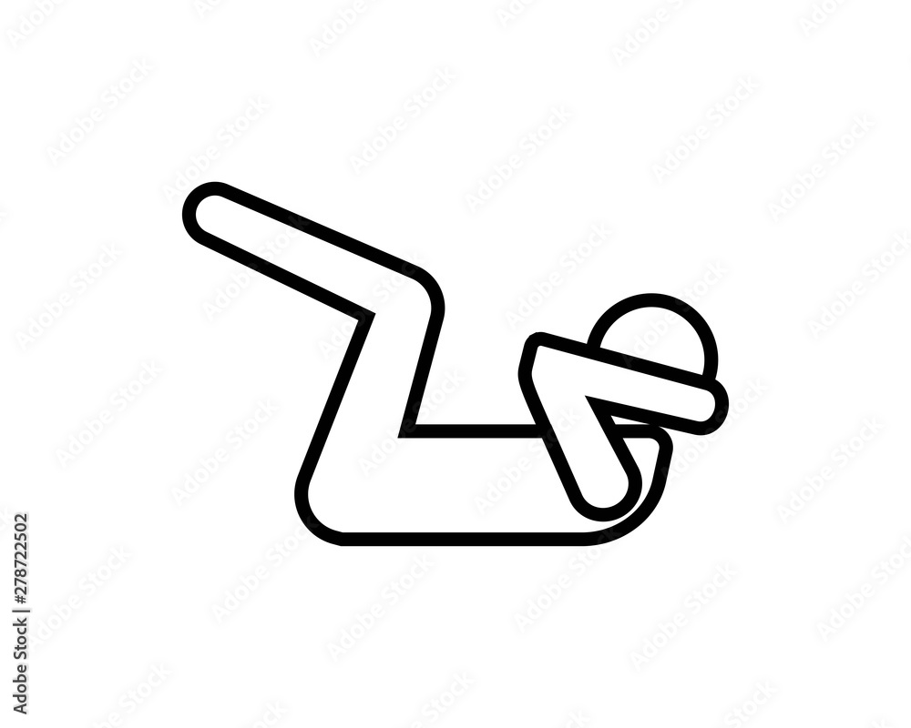 Simple sit up icon in line style isolated on white background. Sit ups are one of the exercises to form the abdominal muscles so that you will see a six pack.- vector Simple sit up icon in line style isolated on white background. Sit ups are one of the exercises to form the abdominal muscles so that you will see a six pack.- vector