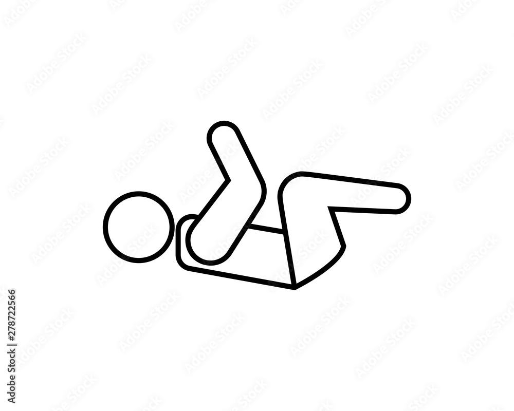 Simple sit up icon in line style isolated on white background. Sit ups are one of the exercises to form the abdominal muscles so that you will see a six pack.- vector Simple sit up icon in line style isolated on white background. Sit ups are one of the exercises to form the abdominal muscles so that you will see a six pack.- vector